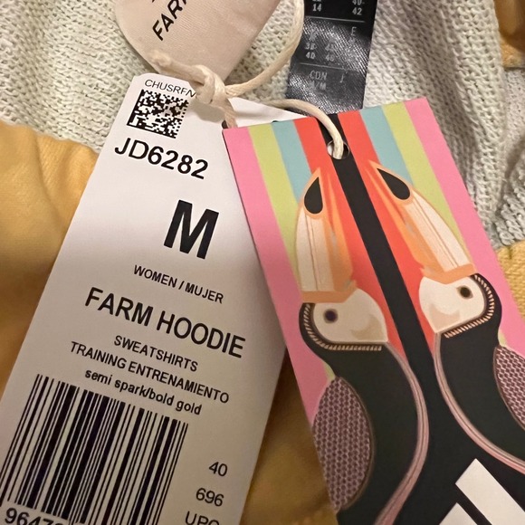 Adidas Farm Hoodie Women M Yellow New Bird of Paradise Crop JD6282 - Picture 5 of 7